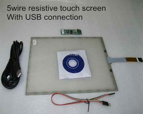Vidro Resistive feito sob encomenda do TP do painel de toque de Tft com cabo de USB e fio 5