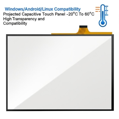 Compatibilidade Windows/Android/Linux Painel de toque capacitivo projetado -20°C a 60°C com alta transparência e compatibilidade