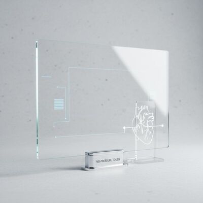 Display de painel táctil de alta transmissão luminosa, sem força de ativação por toque de pressão, concebido para equipamentos médicos e sanitários